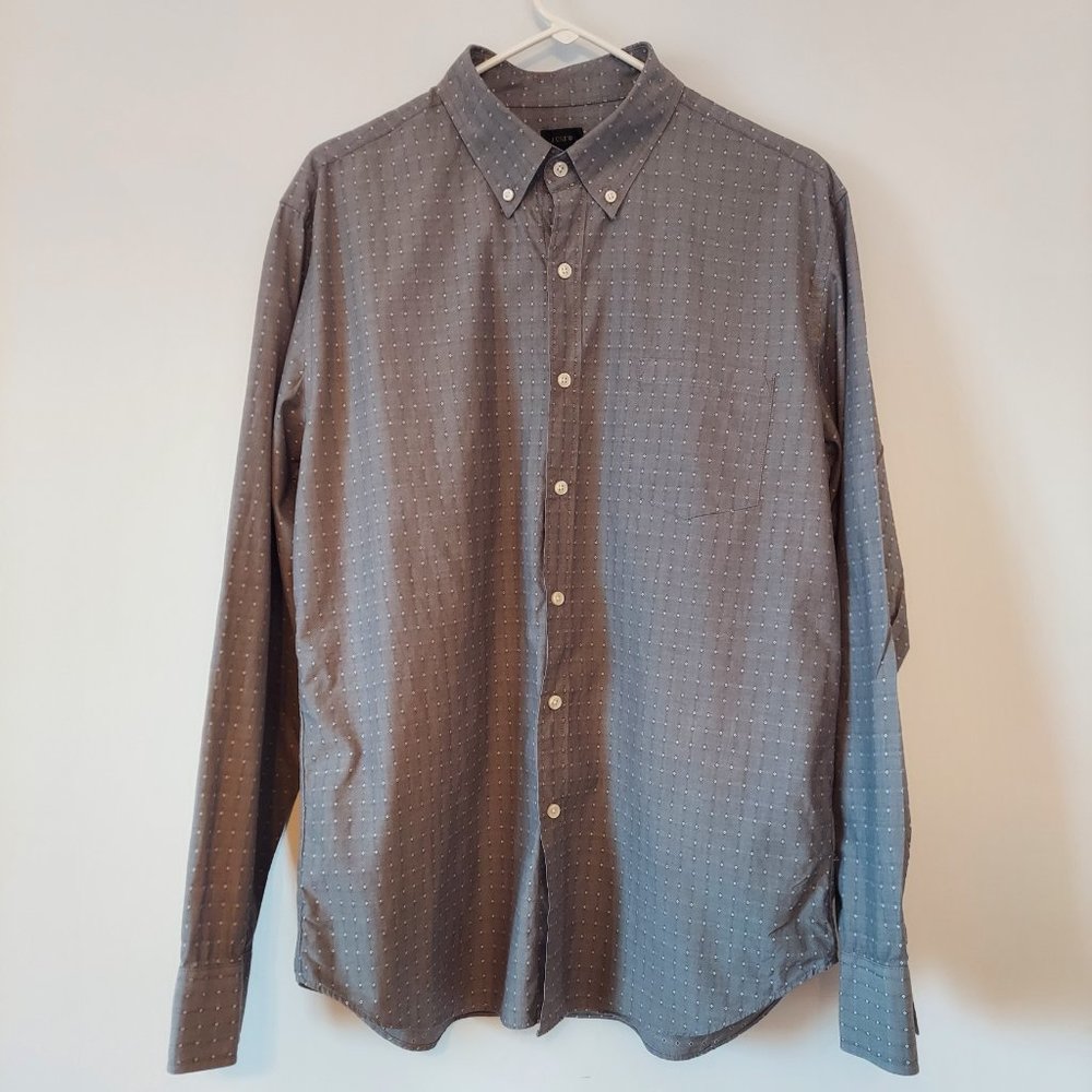 J Crew Long Sleeve Shirt with Grey Diamond Pattern